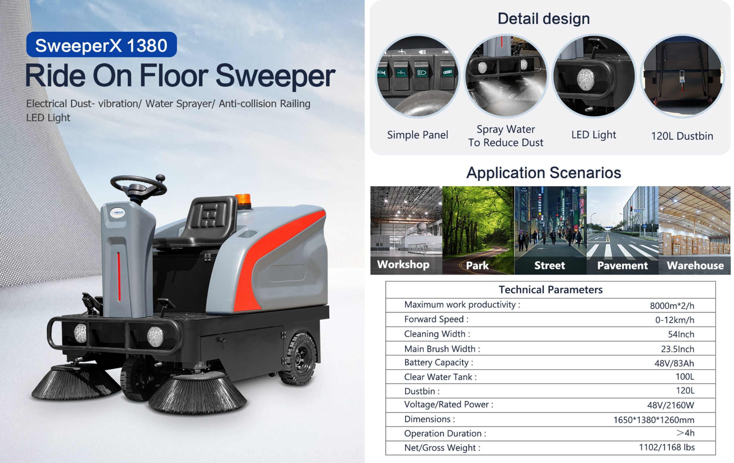 SweeperX 1380 - Ride On Floor Sweeper